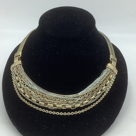 Two Goldtone Layered Choker Style Necklaces - Picture 2 of 8